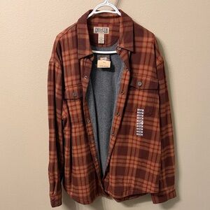 Duluth Trading Co Men's Red and Brown Plaid Shirt Jacket